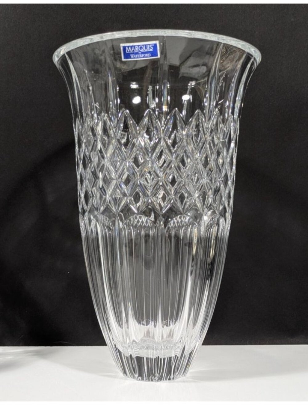 Marquis By Waterford Shelton 10" Clear Crystal Cut Vase Germany Elegance